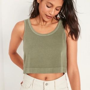 Cropped Vintage Garment-DyedTank Top for Women in Olive Green - Old Navy